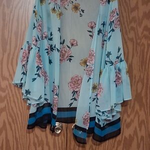 Lane Bryant Light Blue Floral Kimono